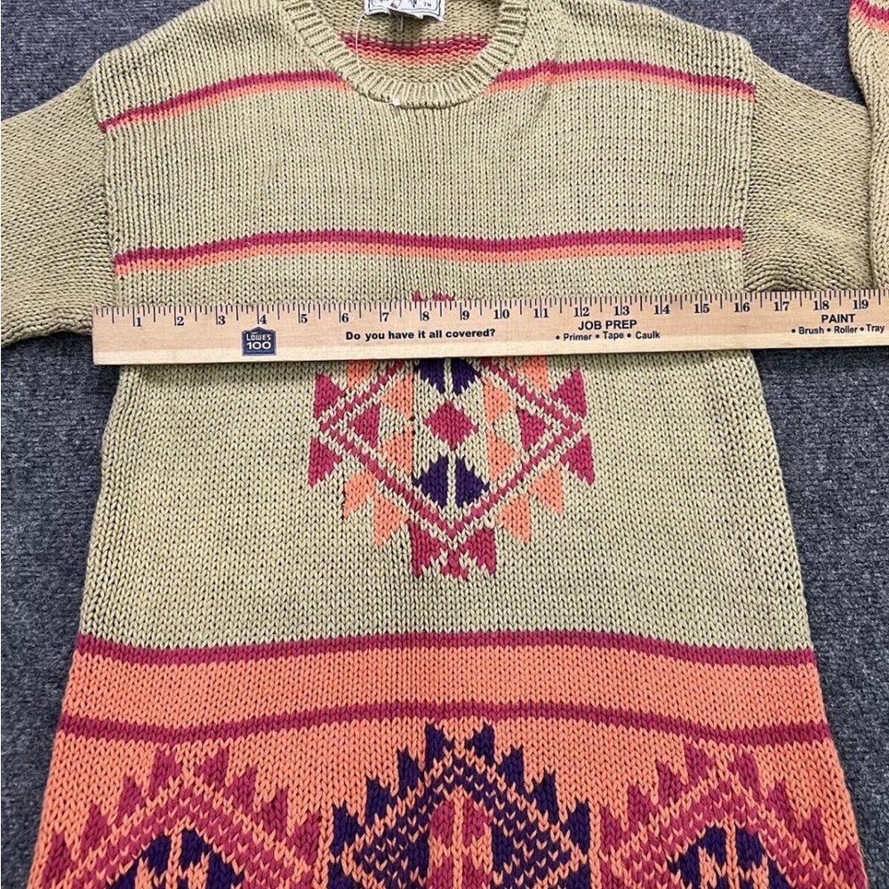 Vtg Sweater  Aztec Recent Works Woman’s Chunky 90’s Tan Long Small Knit - Picture 2 of 6